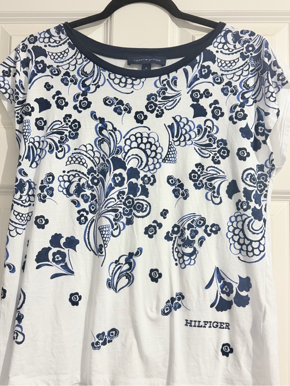 Tommy Hilfiger Cotton Navy Floral Print Crewneck Tee